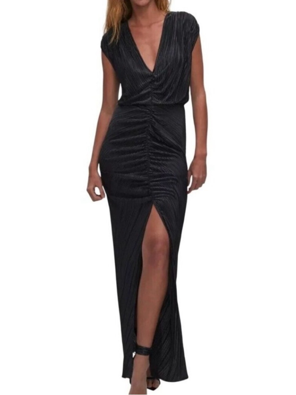 Good American Always Fits PlisseCap Sleeve Maxi Dress - Size 1/2 (Small/Medium)